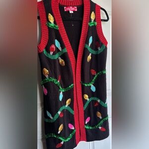 Festive Sequin Holiday Sweater Vest